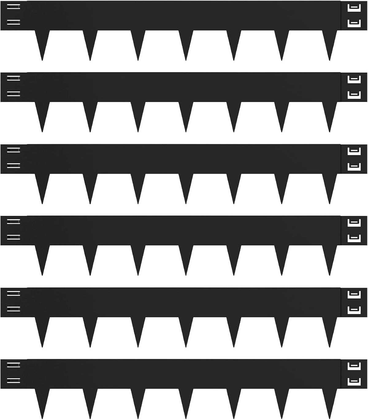 Galvanized Steel Landscape Edging - 40 Inch Strips, 6 Inch Depth, 6-Pack Black Bendable Metal Edging (20FT Total Length)