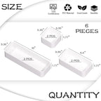 CHANCETSUI 6 PCS Stackable Drawer Organizers Set, Versatile Desk and Vanity Drawer Organizer Trays, Storage Bins for Makeup, Bathroom, Bedroom, Kitchen and Office, White