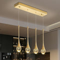 Dining Room Light Fixture 4-Light Gold Kitchen Island Lighting Industrial Linear Crystal Chandeliers for Dining Room Pendant Light Fixture for Living Room Hallway Bedroom