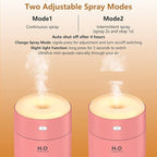 Portable Mini Humidifier, Auto Shut-Off, 2 Mist Modes, Quite, Small Humidifiers for Bedroom Travel Office Desk Plants (Pink)