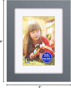 RPJC 6x8 inch Picture Frame Made of Solid Wood and High Definition Glass Display Picture 4x6 with Mat or 6x8 Without Mat for Wall Mounting Photo Frames Grey