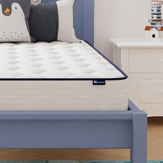 Avenco 8 Inch Queen Size Mattress, Foam and Spring Hybrid Mattresses in a Box, Medium Soft, Breathable Fabric & Adaptive Support, CertiPUR-US Certified, Queen Mattress in Guest and Kids Bedroom