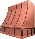CT Copper Tailor Sloped Copper Vent Hood Island Mount,42'' W,39''H, 1150 CFM Exhaust Fan,Stainless Steel Vent,LED Light,Dishwasher-Safe Baffle Filters,VH8TR1