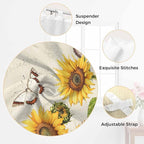 Farm Sunflowers Living Room Curtains 84 Inch Length, Window Curtains Tab Top, Retro Flowers Butterfly Botanical Beige Light Filtering Window Treatments Drapes 52"x84" 2 Panel