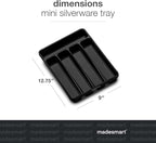madesmart Classic Mini Silverware Tray Soft Grip, Non-Slip Kitchen Drawer, Multi-Purpose Home Organization, BPA Free, 5 Compartments, Carbon