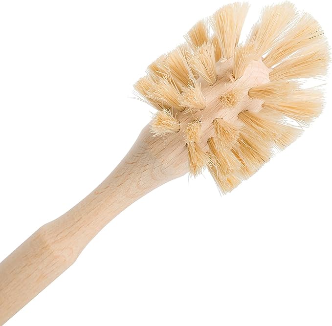 Redecker Bottle Brush Cleaner, Set of 2, Horsehair and Beechwood Handle for Vases, Pitchers, Mugs, and Baby Bottles, 8-3/4 Inch, Dense Natural Bristles - Wooden Bottle Brush