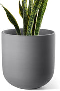 LE TAUCI 10 Inch Plant Pot, Ceramic Pots for Plants with Drainage Hole and Rubber Plug, Plant Pots Indoor for Home Garden Patio Office, Cylinder Planters for Indoor Plants, Charcoal Gray