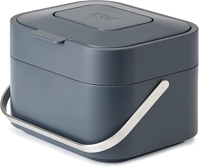 Joseph Joseph Intelligent Waste Compost Bin Food Waste Caddy with Odor Filter and Ventilation, 1 gallon / 4 liters, Graphite