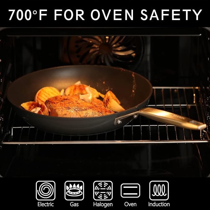 MsMk 7 inch Small Frying Pan, Carbonize also Nonstick Omelette Pan, PFOA Free Non-Toxic, Scratch-resistant, Induction Egg skillet, for Induction, Ceramic and Gas Cooktops
