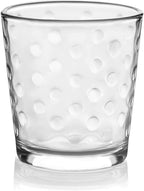 Libbey Awa Tumbler and Rock Glasses Drinking Set, Elegant Polka Dot Drinking Glasses Set of 16, All Purpose Glass Cups Set for Events and Everyday Use
