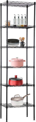 BestOffice Metal Garage Shelving 6 Tiers Garage Storage Shelves Heavy Duty 17”D x 12”W x 64”H Easy Assemble Wire Shelving NSF Certified Storage Shelves with Levling Feet for Home Garage Office, Black