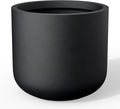 Kante 17.3-Inch Dia Round Concrete Planter, Indoor & Outdoor Garden Pot with Drainage Hole & Rubber Plug, Ideal for Flower and Tree, Black