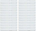Casa Lino Face Towels & Body Wash Cloths for Showering - 100% Cotton Wash Cloths for Bathroom - Highly Absorbent & Quick Drying Washcloth Set - Cotton Washcloths 24 Pack (12" x 12") - (White)