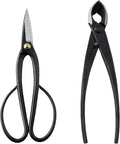 Wazakura Japanese Bonsai Tool Kit Set MADE IN JAPAN, Long Handle Ashinaga Scissors 8inch(200mm) + Concave Branch Cutter 8inch(200mm)