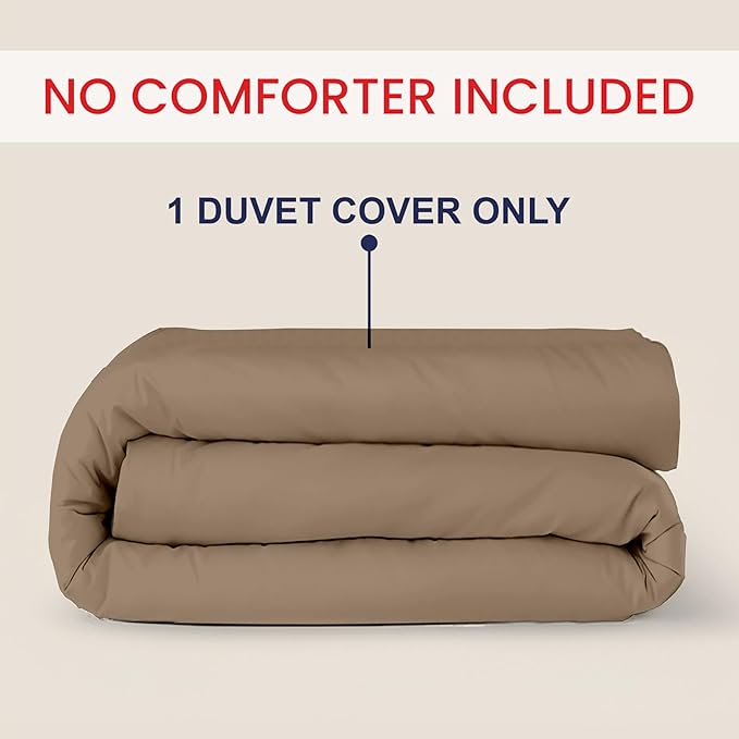 Kotton Culture 120"x98" 1 Pc Oversized King Duvet Cover Only 100% Egyptian Cotton - 600 TC Comforter Cover, Zipper Closure & Corner Ties - Fits Large King Inserts (Oversized King, Taupe)