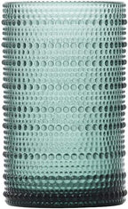Fortessa Jupiter Beaded Hobnail Glass, 13 Ounce Iced Beverage (Set of 6), Sage Green