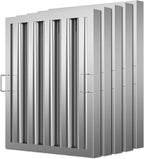 Stainless Steel Commercial Kitchen Hood Filter 19.5 W x 15.5 H Inch Range Hood Baffle for Grease Rated Commercial Kitchen Exhaust Hood 4 Grooves Hood Filter (5 Pack)