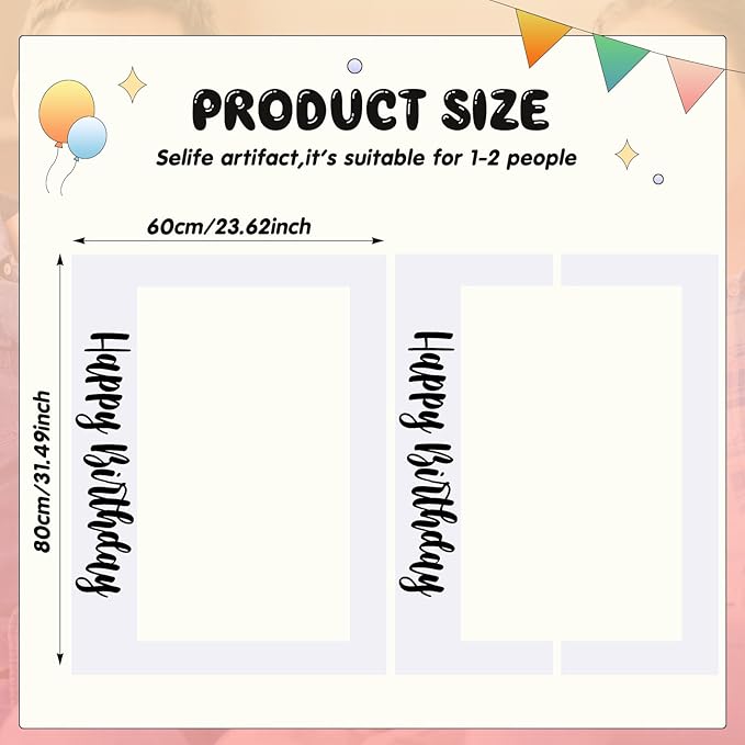 32 x 24 Inch Large Photo Booth Props Picture Frame Happy Birthday Party Frame DIY Cutouts Photo Booth Props Selfie for Party Supplies Favors (White Blank,Horizontal Style)