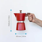 GROSCHE Milano 6 Espresso Cup, 9.3 oz Red Stovetop Espresso Maker - Italian Moka Pot