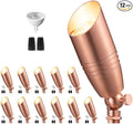 Die-Cast Brass Spot Light Outdoor - 12V LED Uplighting Waterproof, Low Voltage Landscape Lights Direct Wire, Copper for Fence Fountain with Bright White MR16 Replaceable Bulbs (12 Pack)