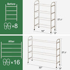 Expandable Shoe Rack, 4-Tier Expandable Metal Shoe Rack,Shoe Shelf for Closet, Entryway & Hallway