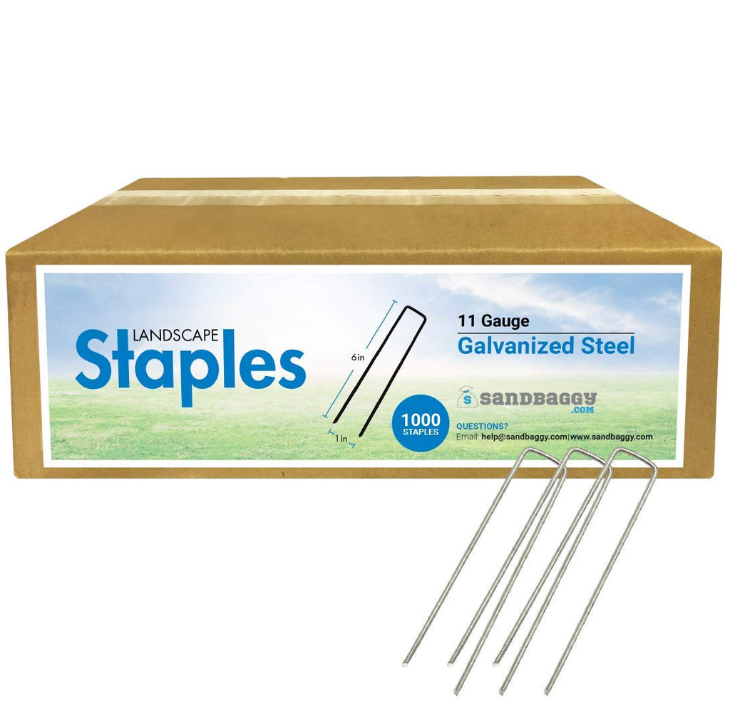 Sandbaggy Galvanized Anchor Pin Landscape Staples - 1000 Pack 6 Inch Length - Trusted by Farmers & Contractors Across The USA