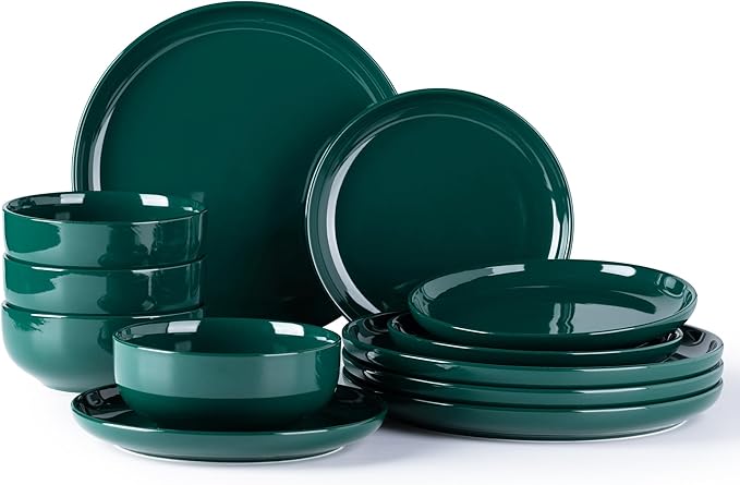 AmorArc Ceramic Dinnerware Sets for 6,Porcelain Plates and Bowls Sets, Scratch Resistant Dishes Set, Dishwasher & Microwave & Oven Safe Dishes Set,White Dishware Service for 6-18 pcs