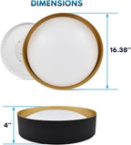 LUXRITE 17-Inch LED Flush Mount Ceiling Light, 5CCT Selectable 2700K–5000K, 2420 Lumens, 34W, CRI 90, Dimmable, Damp Rated, Decorative Flush Mount with Interchangeable Canopy - Black & Gold Finish