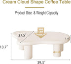 Modern 47 Inch Cloud Shaped Coffee Table for Living Room Beige