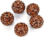 25pcs Adabele Grade A Suncatcher Crystal Rhinestone Pave Loose Beads 10mm Smoked Topaz Yellow Polymer Clay Disco Ball Spacers Compatible with Shamballa All Craft Jewelry Making DB10-51