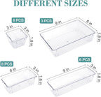 25 PCS Drawer Organizer Set, 4 Varied Size Bathroom and kitchen Drawer cabinet organizer Trays, Clear Storage Bins for Makeup, Jewelry, Utensils and Gadgets