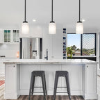 Black Pendant Light Fixture with Opal White Glass, Farmhouse Mini Chandelier for Kitchen Island Hallway