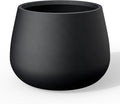 Kante Curva Series Planter, 14.8 Inch Round Concrete Garden Pot with Draiange Hole and Rubber Plug, Suitable for Indoor Plants, Home, Garden, Patio, Black