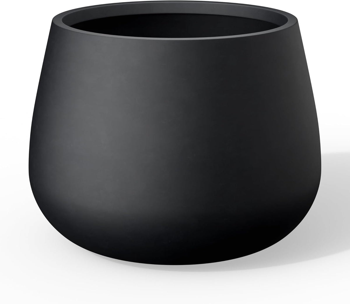 Kante Curva Series Planter, 14.8 Inch Round Concrete Garden Pot with Draiange Hole and Rubber Plug, Suitable for Indoor Plants, Home, Garden, Patio, Black