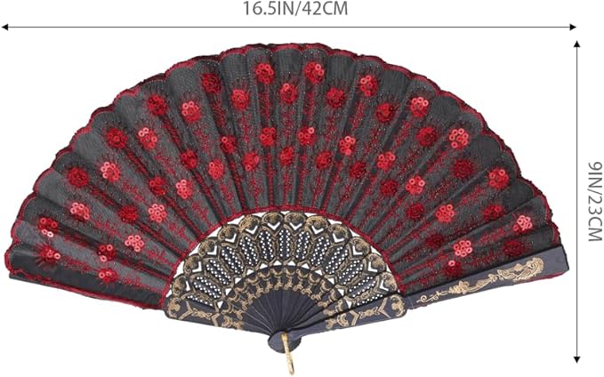 QIRMIZI 10 Pack Fabric Folding Handheld Fans, Perfect for Weddings, Parties, and Dancing,Red