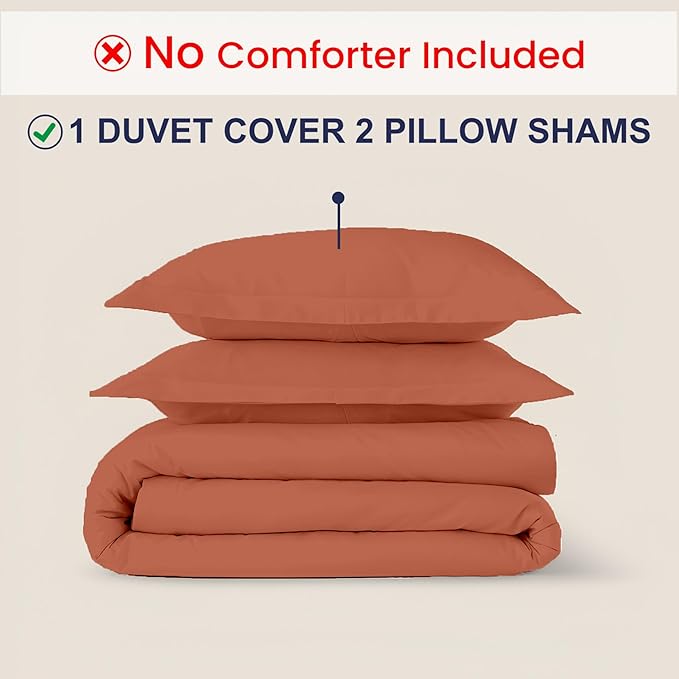 Kotton Culture 120"x120" 3 Pc Super King Plus/Super Oversize King Duvet Cover Set 100% Egyptian Cotton -600 TC Comforter Cover Zipper Closure & Corner Ties -Fits Only Extra Large Inserts -Burnt Orange