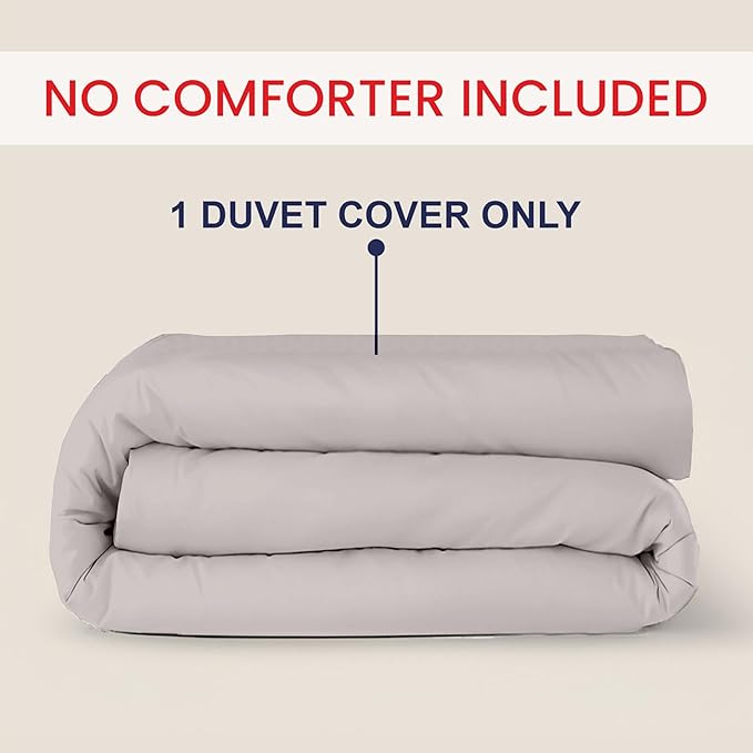 Kotton Culture 120"x120" 1 Pc Super King Plus/Super Oversize King Duvet Cover Only 100% Egyptian Cotton -600 TC Comforter Cover,Zipper Closure & Corner Ties -Fits Only Extra Large Inserts -Light Grey