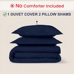 Kotton Culture 3 Pc King Size Duvet Cover Set- 100% Egyptian Cotton Sateen 600 Thread Count Ultra Soft Premium Durable Comforter Cover Zipper Closure & Corner Ties (Navy Blue, King 102"x94")