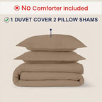 Kotton Culture 3 Pc Twin Size Duvet Cover Set- 100% Egyptian Cotton Sateen 600 Thread Count Ultra Soft Premium Durable Comforter Cover Zipper Closure & Corner Ties (Taupe, Twin/Twin XL 68" X 90")