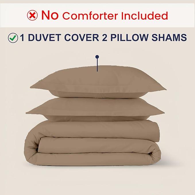 Kotton Culture 120"x98" 3 Pc Oversized King Duvet Cover Set 100% Egyptian Cotton - 600 TC Comforter Cover, Zipper Closure & Corner Ties - Fits Large King Inserts (Oversized King,Taupe)