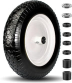 4.80/4.00-8 Tire, 14.5" Tire and Wheel Flat Free, 5/8" Bore Bearing with 3/4" Extra Bearings, 3" Centered Hub - Universal for 4.80-8 4.00-8 4.00-6 3.50/3.00-8 Wheelbarrow Tires