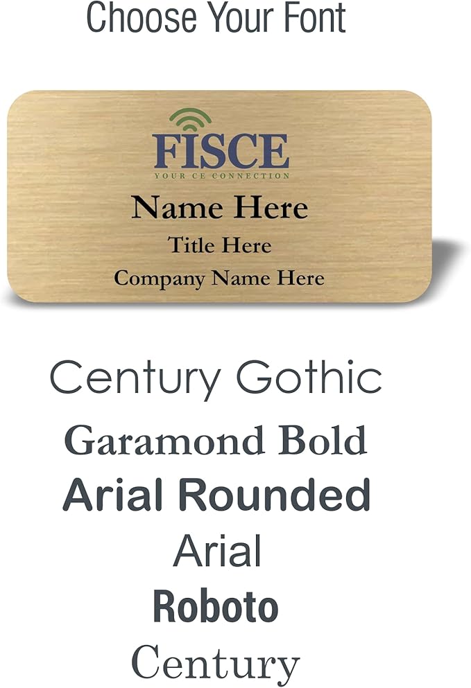 Custom Name Tag with Logo - Personalized Name Badge with Magnet Backing - Choose Your Size and Color (Gold Metal 3"x1.5" - Logo on Top)