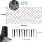 Koi Pond Netting for Leaves 14x14 Ft, 1/2 in Strong Woven Fine Mesh Pond Leaf Net Cover, Protecting Koi Fish from Herons, Raccoons, Birds, Cats & Predators, 14 Pcs Stakes Included