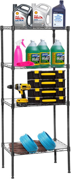 PayLessHere Metal Shelving Storage Shelves Garage Shelving 4-Tier Adjustable Shelf 600 lbs Total Bearing Capacity Multi-Functional Durable Easy Assembly, Black