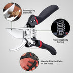 Garden Shears, Handheld Pruning Shears for Heavy Duty, Ergonomic Gardening Tools for Pruning Branches, Plants, Shrubs and Vines, Professional Sharp Garden Scissors (Classic Garden Shears)