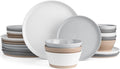 Famiware Saturn Speckled Dinnerware Sets for 8 (24 Pieces), Stoneware Plates and Bowls Dish Set - Chip and Scratch Resistant, Microwave and Dishwasher Safe, Multi-color