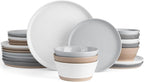 Famiware Saturn Speckled Dinnerware Sets for 8 (24 Pieces), Stoneware Plates and Bowls Dish Set - Chip and Scratch Resistant, Microwave and Dishwasher Safe, Multi-color