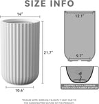 Kante Tall Fulted Planter, 21.7 Inch Tall Round Concrete Plant Pots with Drainage Hole and Rubber Plug, Modern Decor for Indoor Outdoor Plants, Flower, White