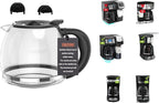 Coffee Machine Replacement 12CUP Glass Carafe, Fit With Hamilton Beach 49902/04 Coffee Maker, 12 cup coffee maker 49902 49904 49915 49905 49317 49467 49611 49934 46290 46299 46293 43874 49630 49615