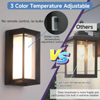 FUPE Outdoor Wall Lights LED 3 Color Outdoor Light Fixture Wall Mount Exterior Lights 2100Lm IP65 Exterior Wall Sconce,Rustproof Sconce with Double Shade,Matte Black Light for Porch 1 Pack